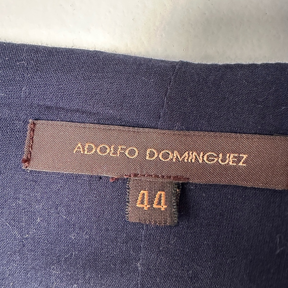 ADOLFO DOMINGUEZ SIZE 44 10 navy blue v-neck midi length lace - Picture 4 of 6